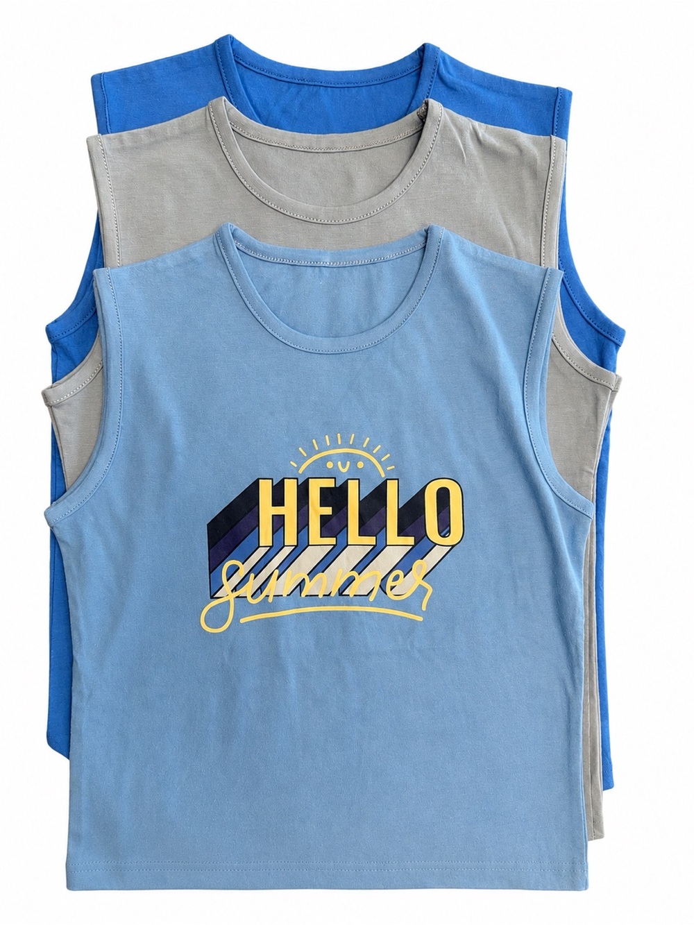 Kids 'Hello Summer' Blue Graphic Tank Top - Pack